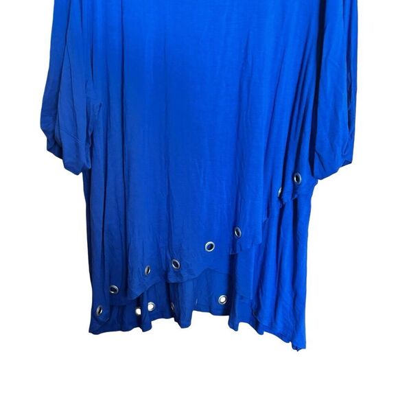 Multiples Tunic Top Womens 3X Blue Layered Grommet Detail Stretch Scoop Blouse - Picture 4 of 8